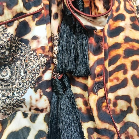 Shahida Parides Silk leopard jacket with belt - size S/M - Picture 7 of 8